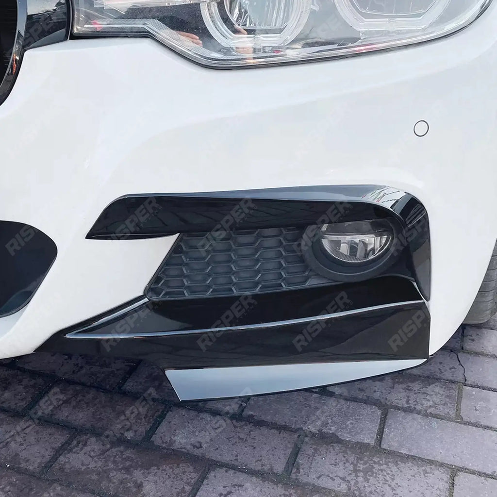 FRONT UPPER CANARDS IN GLOSS BLACK For BMW 3 SERIES F30 M SPORT 2012-2019