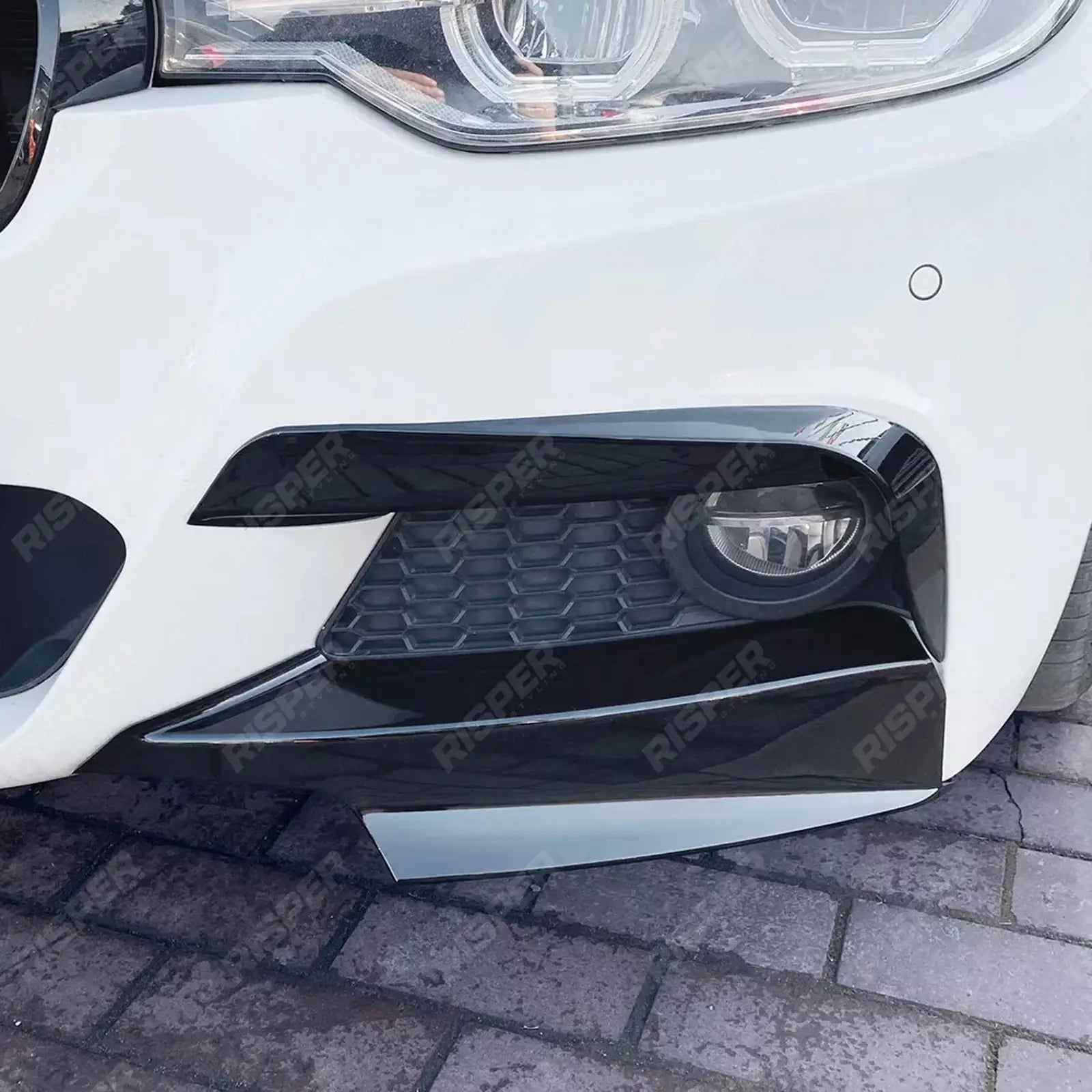 FRONT UPPER CANARDS IN GLOSS BLACK For BMW 3 SERIES F30 M SPORT 2012-2019