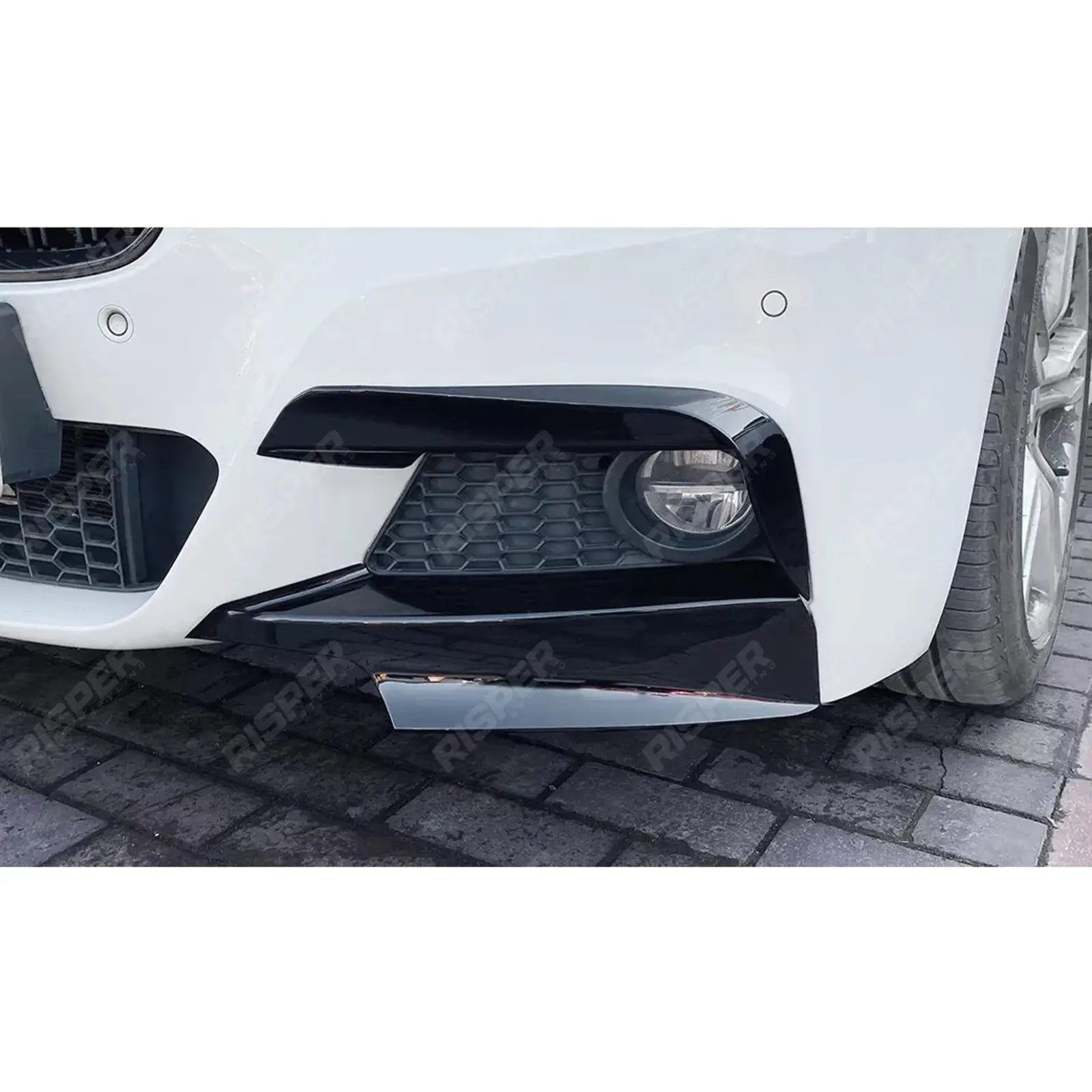 FRONT UPPER CANARDS IN GLOSS BLACK For BMW 3 SERIES F30 M SPORT 2012-2019