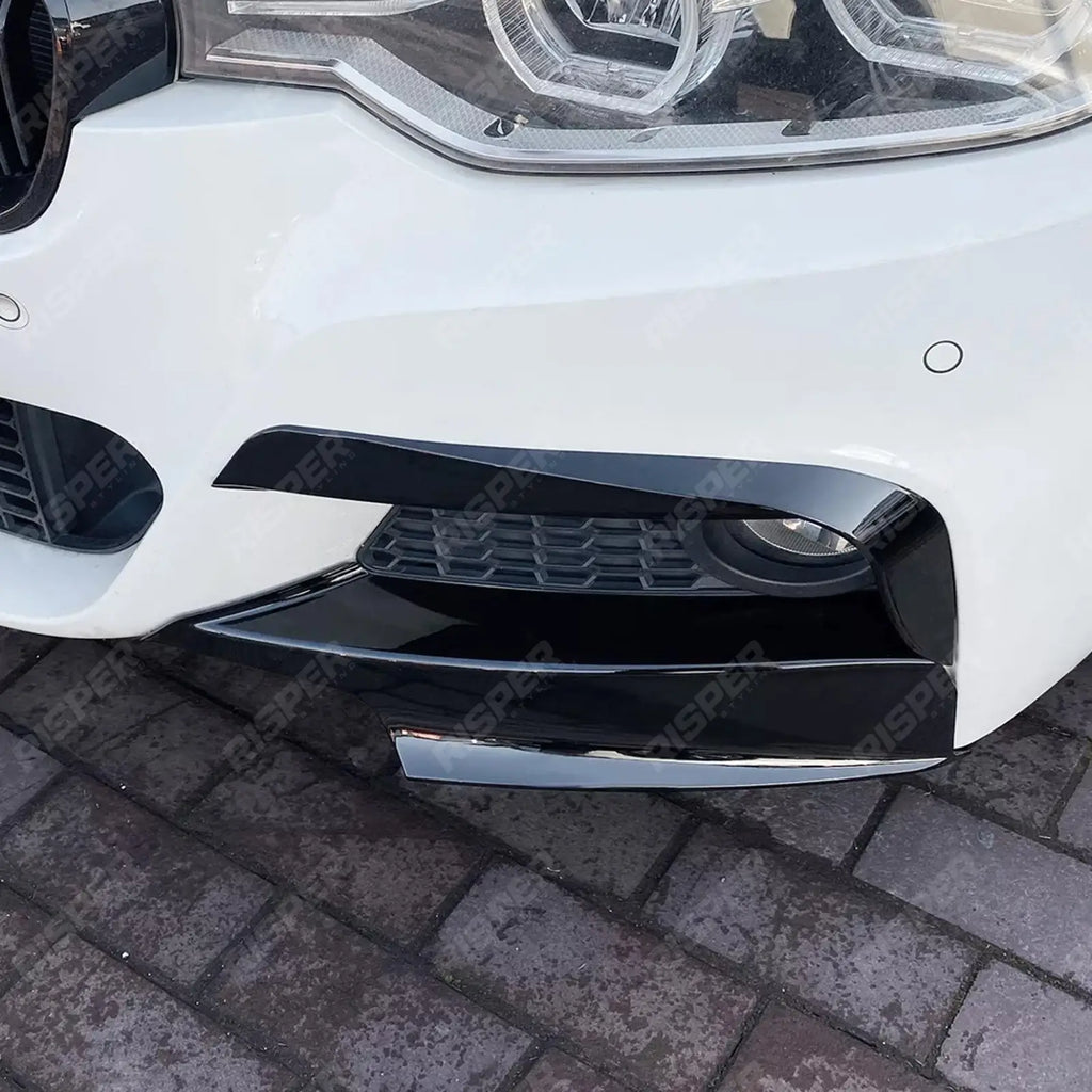 FRONT UPPER CANARDS IN GLOSS BLACK For BMW 3 SERIES F30 M SPORT 2012-2019