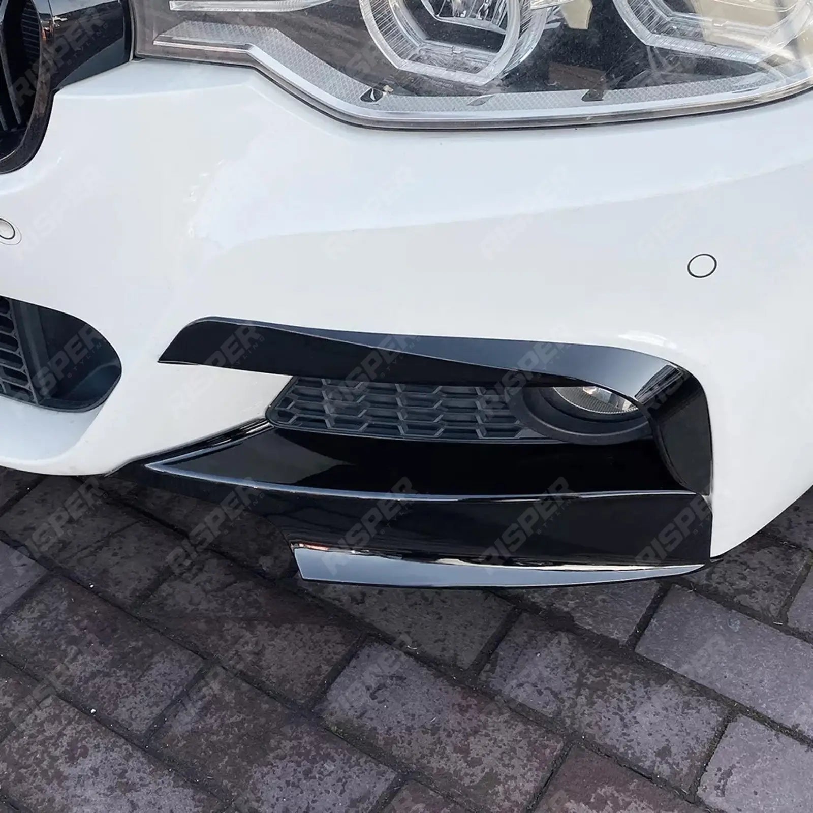 FRONT UPPER CANARDS IN GLOSS BLACK For BMW 3 SERIES F30 M SPORT 2012-2019
