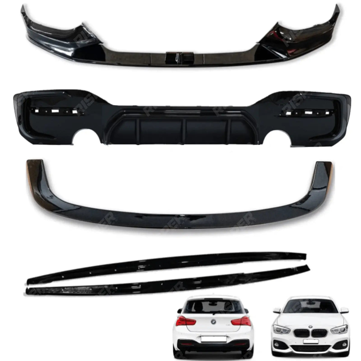 Full Aero Body Kit Diffuser 0____0 In Gloss Black For BMW 1 Series LCI M Sport F20 F21 2015-2019