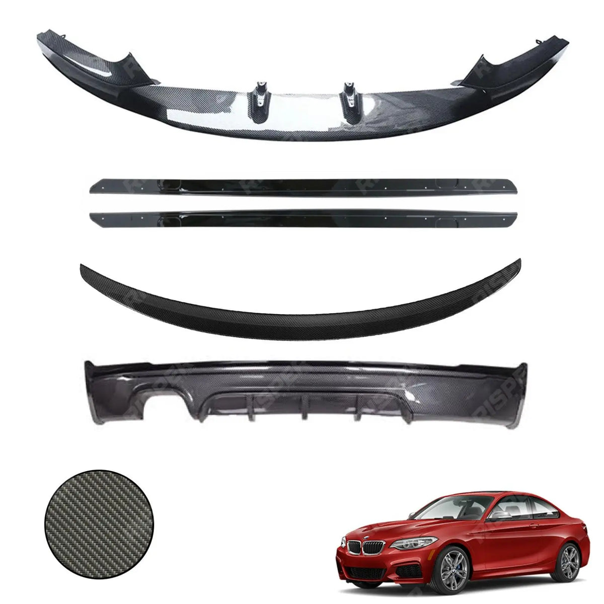 Full Aero Body Kit Diffuser 00___ Carbon Look For BMW 2 Series F22 M Sport 2014-2021