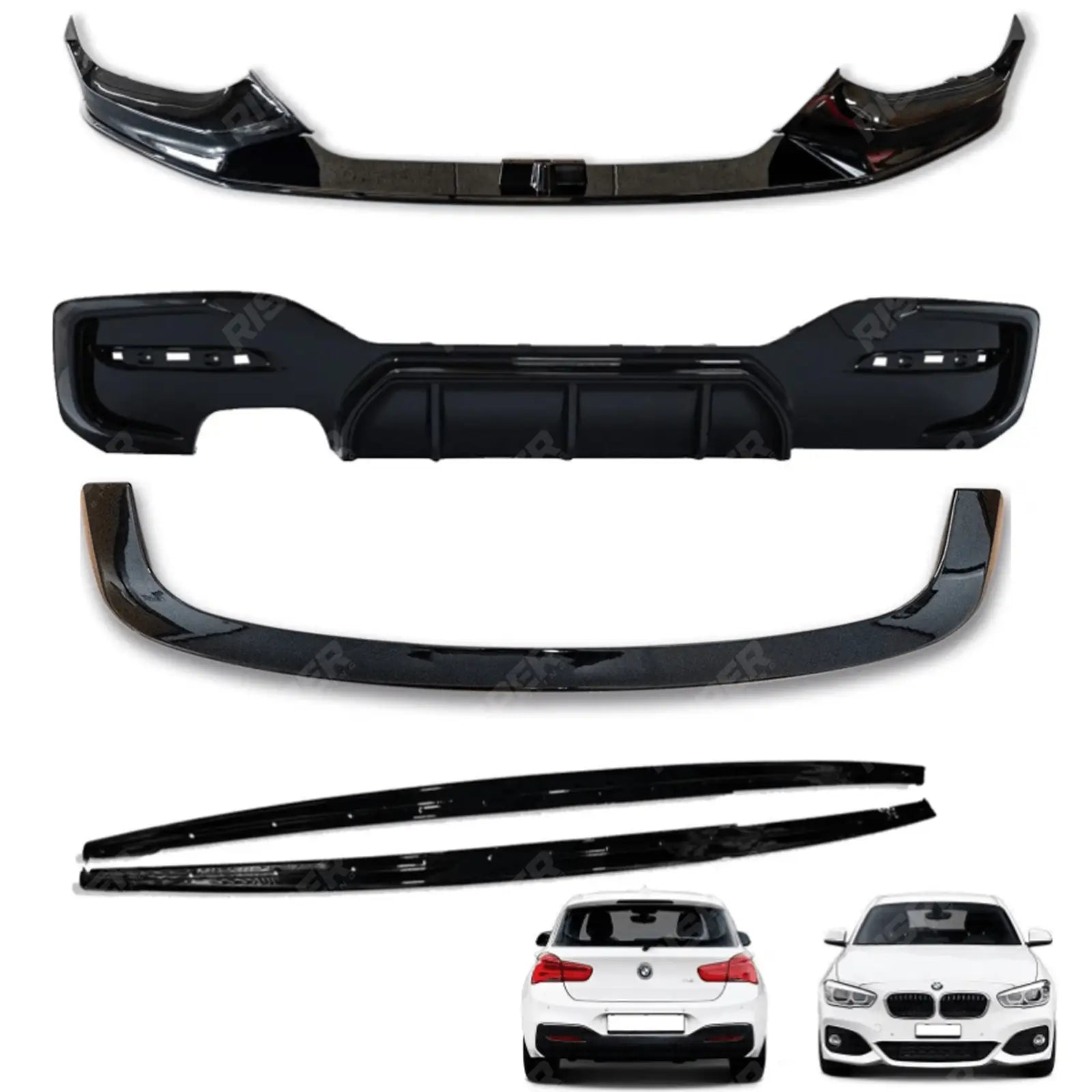 Full Aero Body Kit Diffuser 00____ In Gloss Black For BMW 1 Series LCI M Sport F20 F21 2015-2019