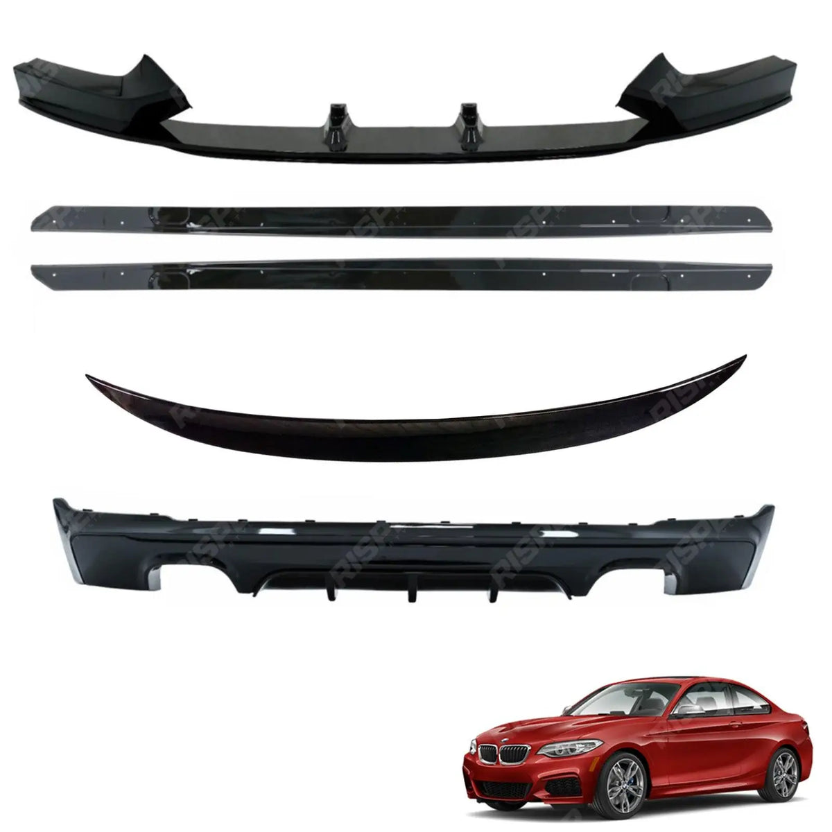 Full Aero Body Kit Diffuser 00__00 In Gloss Black For BMW 2 Series F22 M Sport 2014-2021