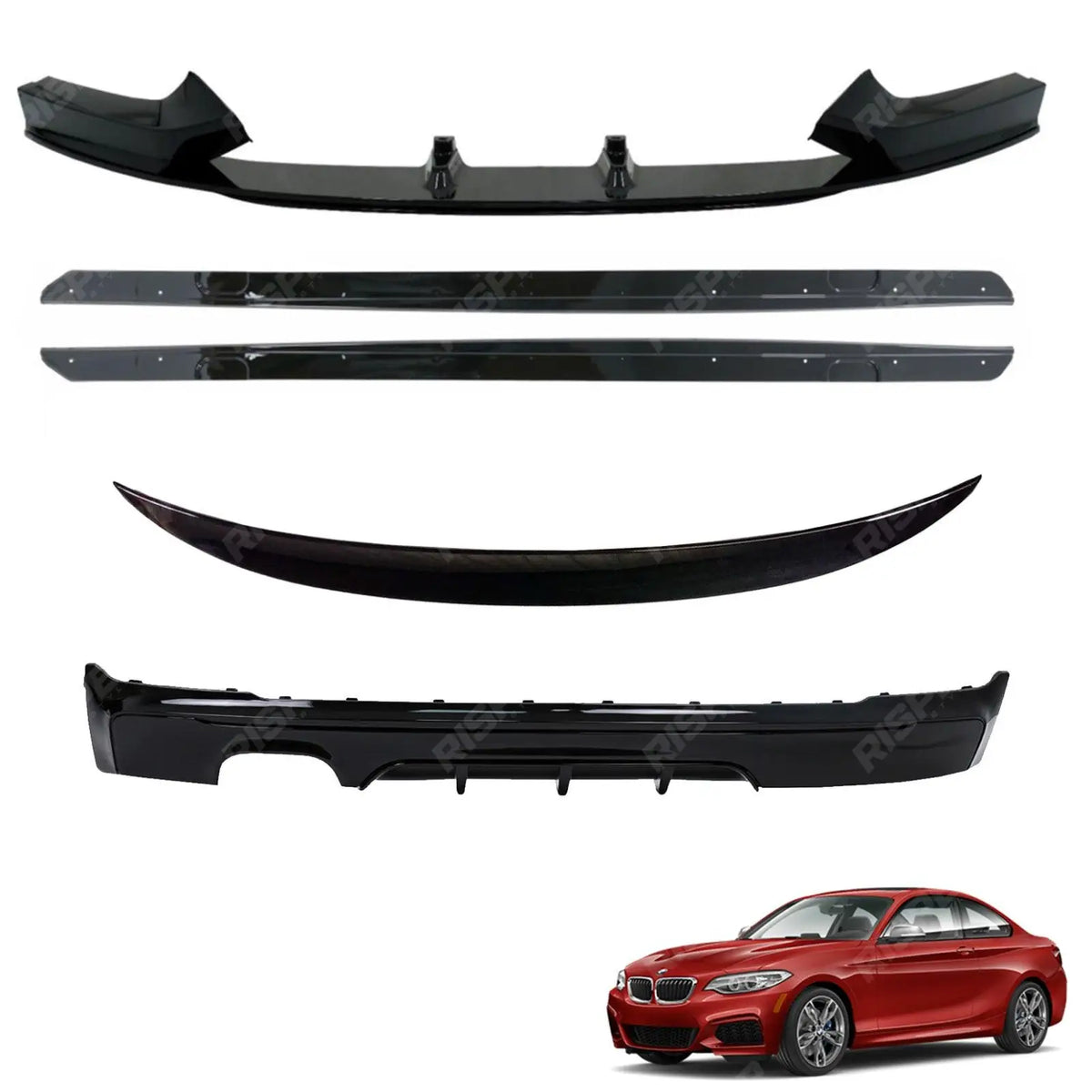Full Aero Body Kit Diffuser 00____ In Gloss Black For BMW 2 Series F22 M Sport 2014-2021