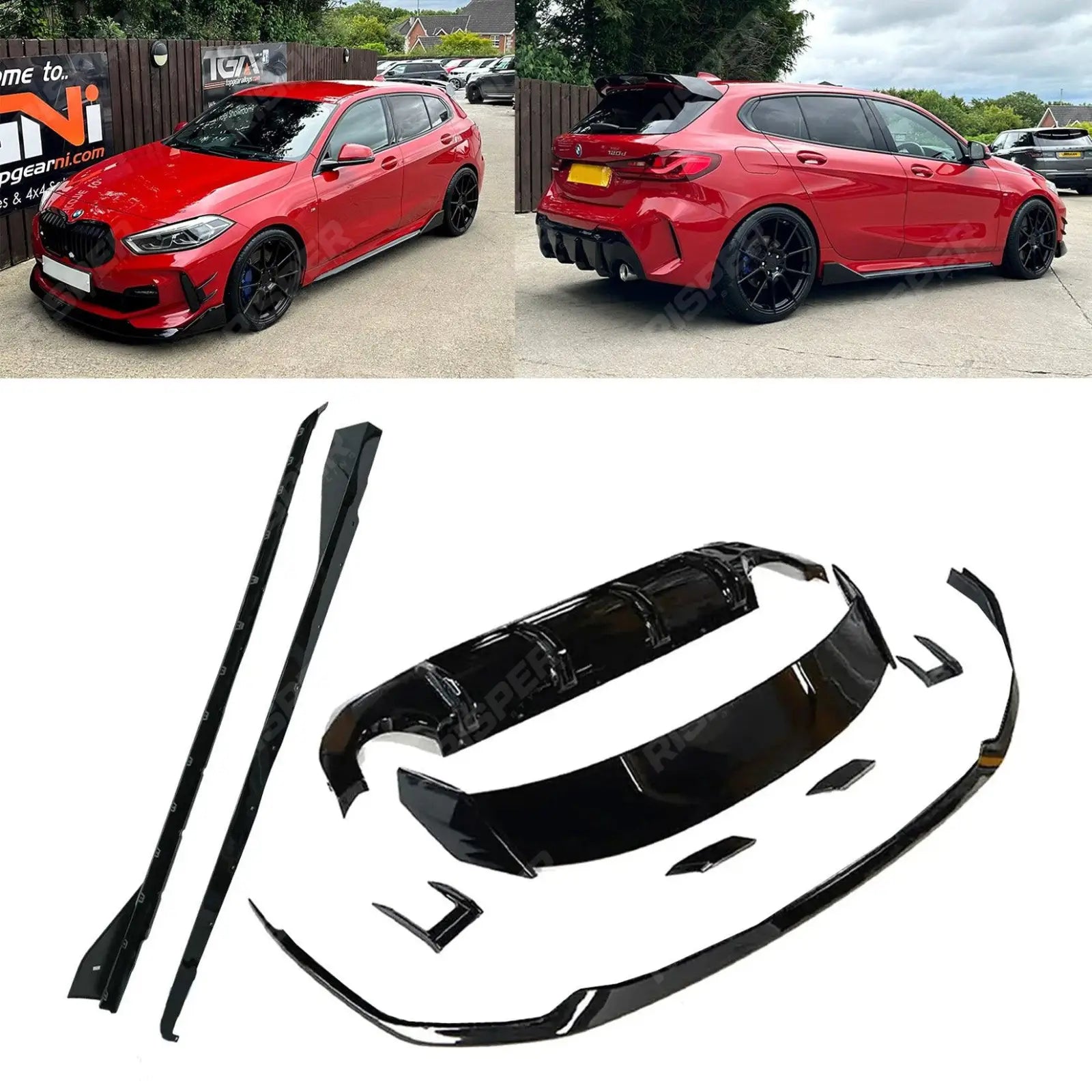 Full Aero Kit In Gloss Black For BMW 1 Series M Sport F40 2018 - 2024