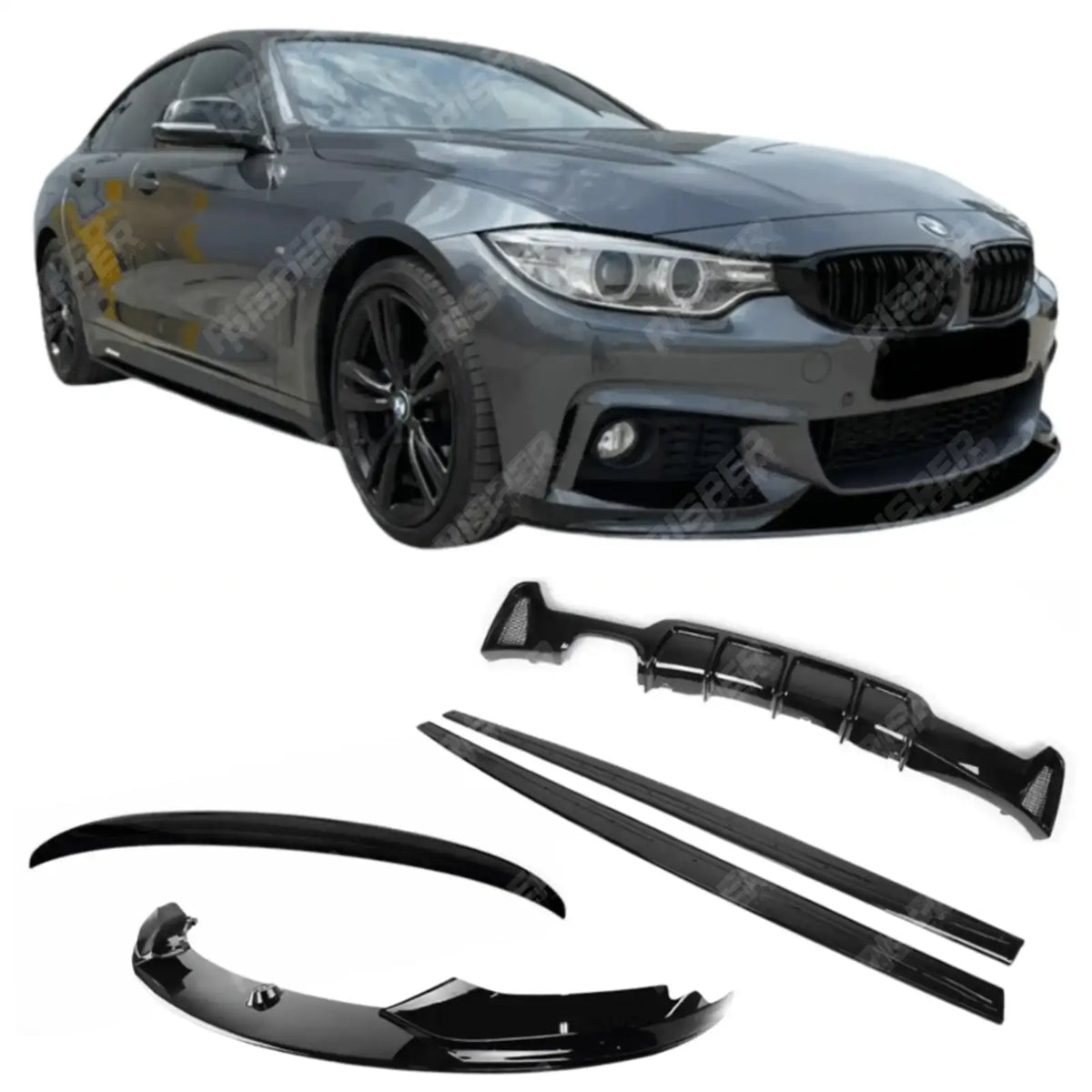 Full Aero Kit V1 00____ In Gloss Black For BMW 4 Series F36 M Sport