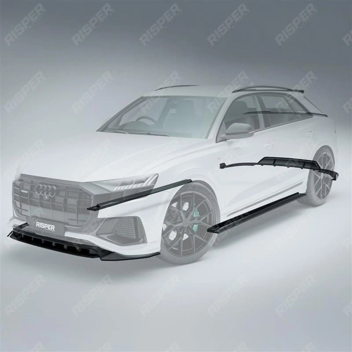 Full Aero Low Line Kit In Gloss Black For Audi Q8 S Line 2018-2023