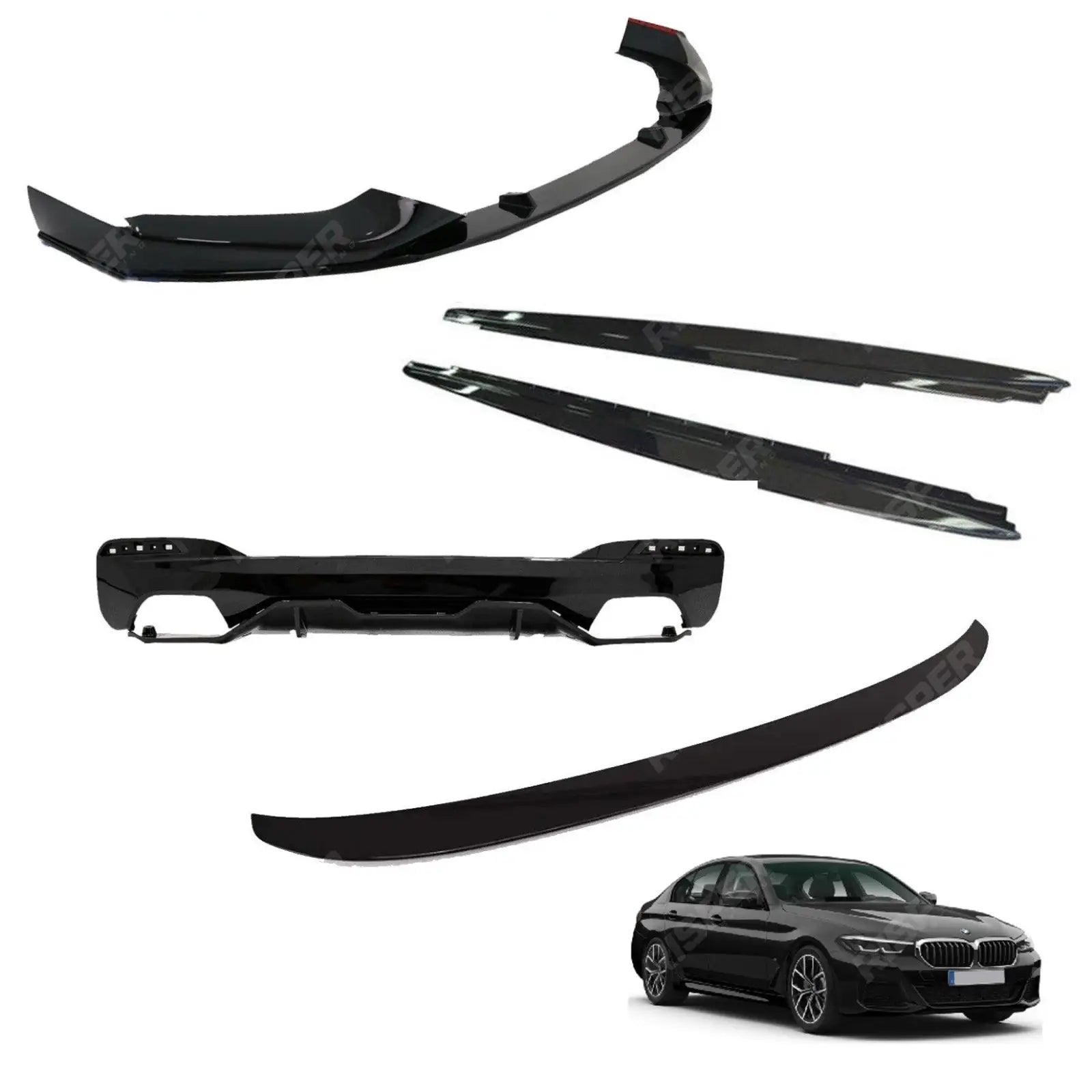 Full Gloss Black Aero Body Lip Kit For BMW 5 Series G30 M Sport Pre LCI 2017-2020