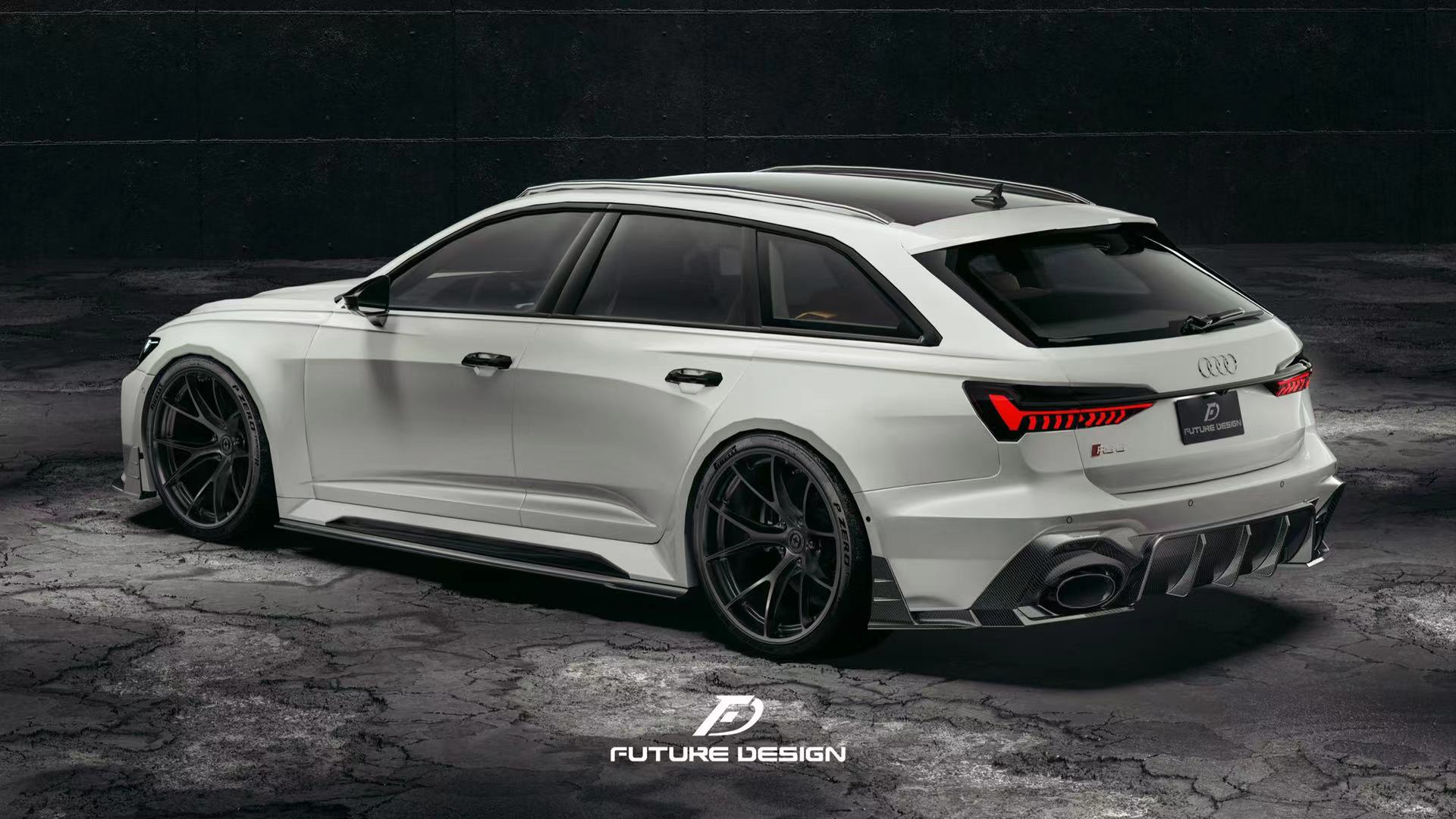 FUTURE DESIGN - AUDI RS6 RS7 C8 DRY CARBON FIBRE REAR DIFFUSER & CANARDS ( BLAZE KIT)