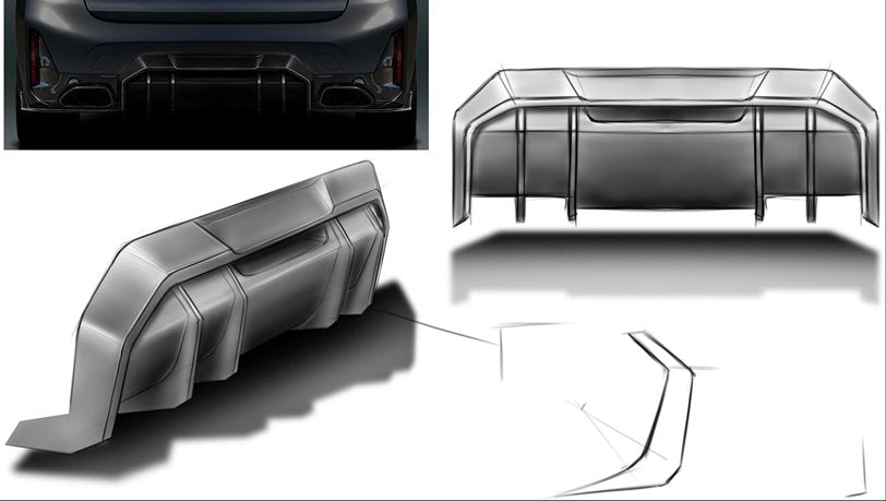 FUTURE DESIGN - BMW 3 SERIES G20 / G21  LCI CARBON FIBRE REAR DIFFUSER V1