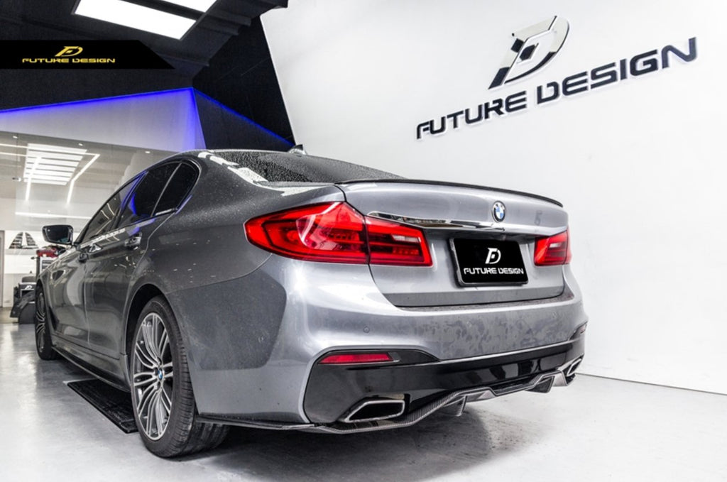 FUTURE DESIGN - BMW 5 SERIES G30 PRE LCI CARBON FIBRE REAR BUMPER SIDE SKIRT ( FD STYLE )