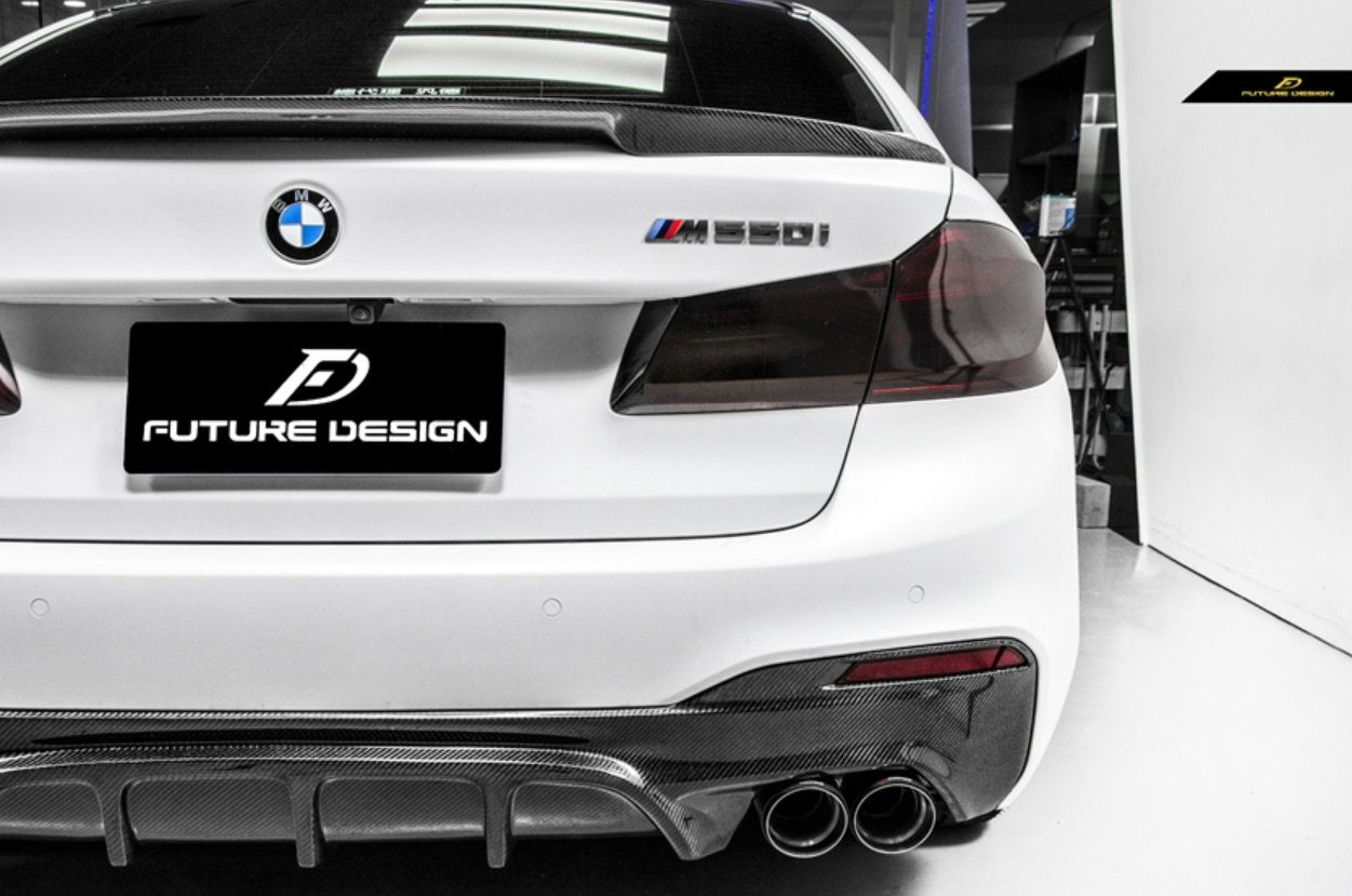 FUTURE DESIGN - BMW 5 SERIES G30 PRE LCI CARBON FIBRE REAR DIFFUSER  ( FD STYLE )
