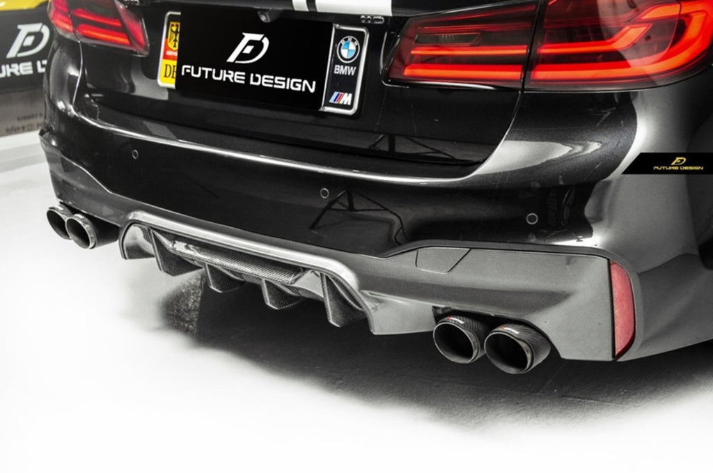 FUTURE DESIGN - BMW 5 SERIES G30 PRE LCI CARBON FIBRE REAR DIFFUSER   ( M5 STYLE )