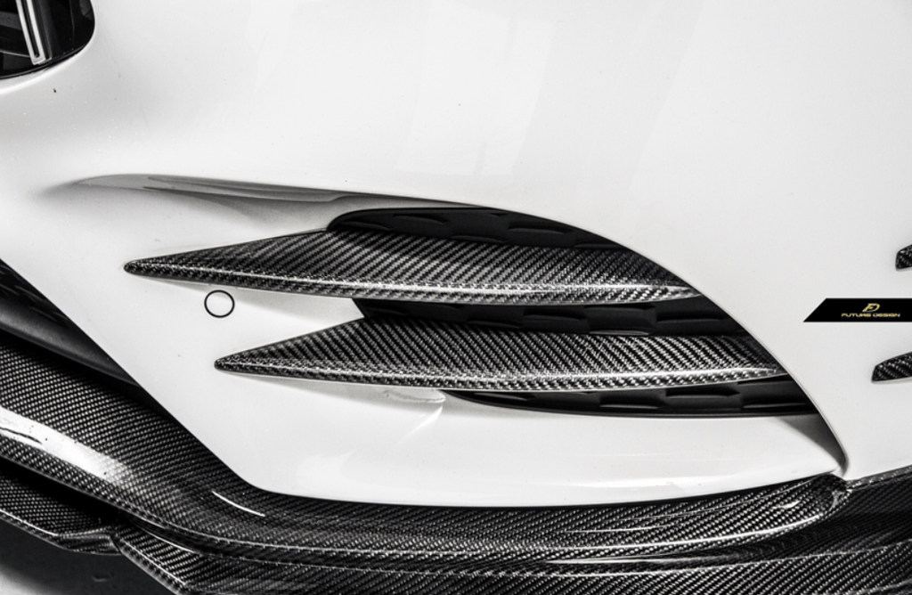 FUTURE DESIGN - MERCEDES BENZ A CLASS W177 CARBON FIBER FRONT BUMPER INSERTS AND CANARDS (6 PIECE)