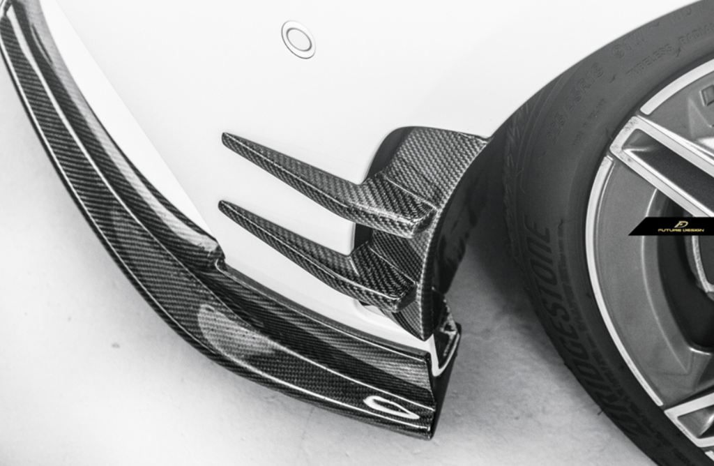 FUTURE DESIGN - MERCEDES BENZ A CLASS W177 CARBON FIBER FRONT BUMPER INSERTS AND CANARDS (6 PIECE)