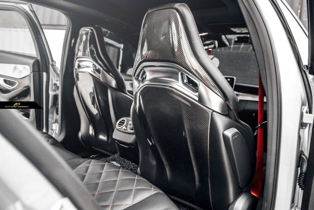 FUTURE DESIGN - MERCEDES BENZ W205 C63 / C63S / C43 / C117 CLA45 CARBON FIBRE  BUCKET SEAT BACK COVER