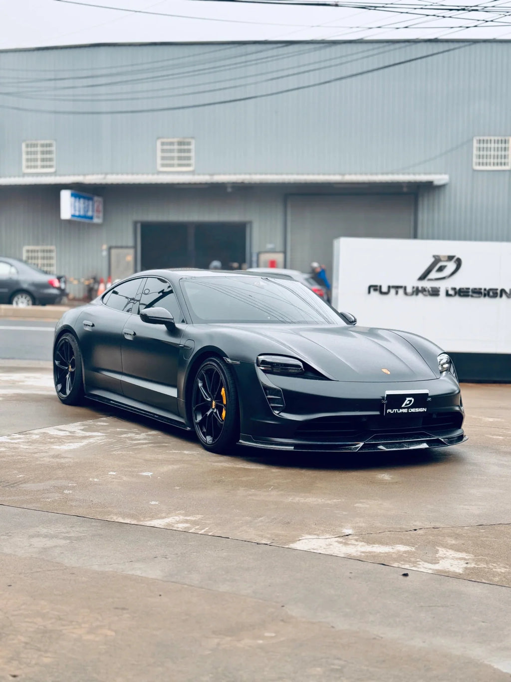 FUTURE DESIGN - PORSCHE TAYCAN CARBON FIBRE FRONT LIP SPLITTER V2