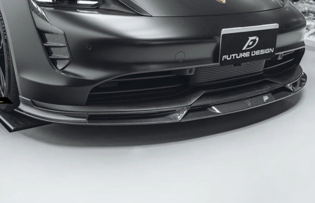 FUTURE DESIGN - PORSCHE TAYCAN CARBON FIBRE FRONT LIP SPLITTER V2