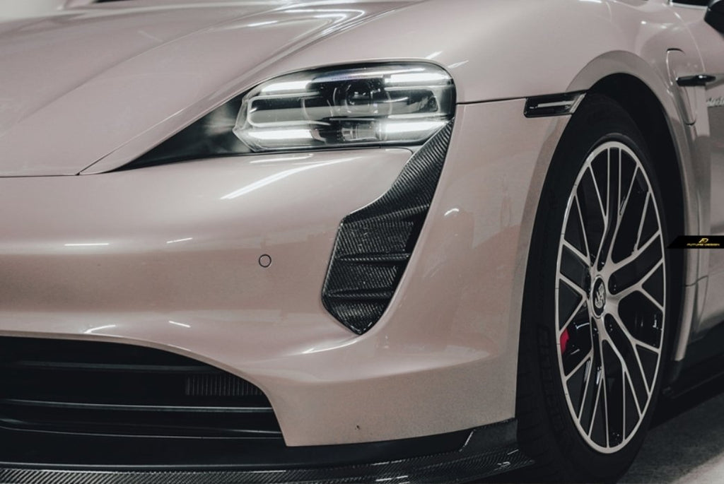 FUTURE DESIGN - PORSCHE TAYCAN DRY CARBON FIBRE FRONT BUMPER AIR INTAKES