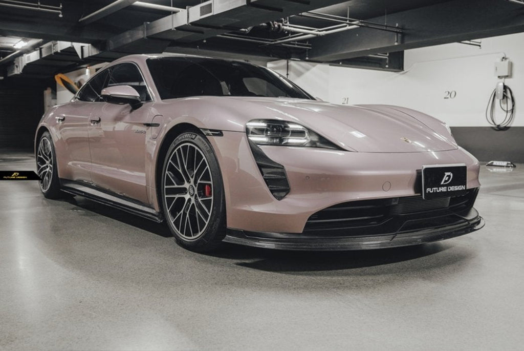 FUTURE DESIGN - PORSCHE TAYCAN DRY CARBON FIBRE FRONT BUMPER AIR INTAKES
