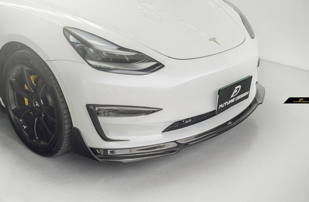 FUTURE DESIGN - TESLA MODEL 3 DRY CARBON FRONT BUMPER CANARD