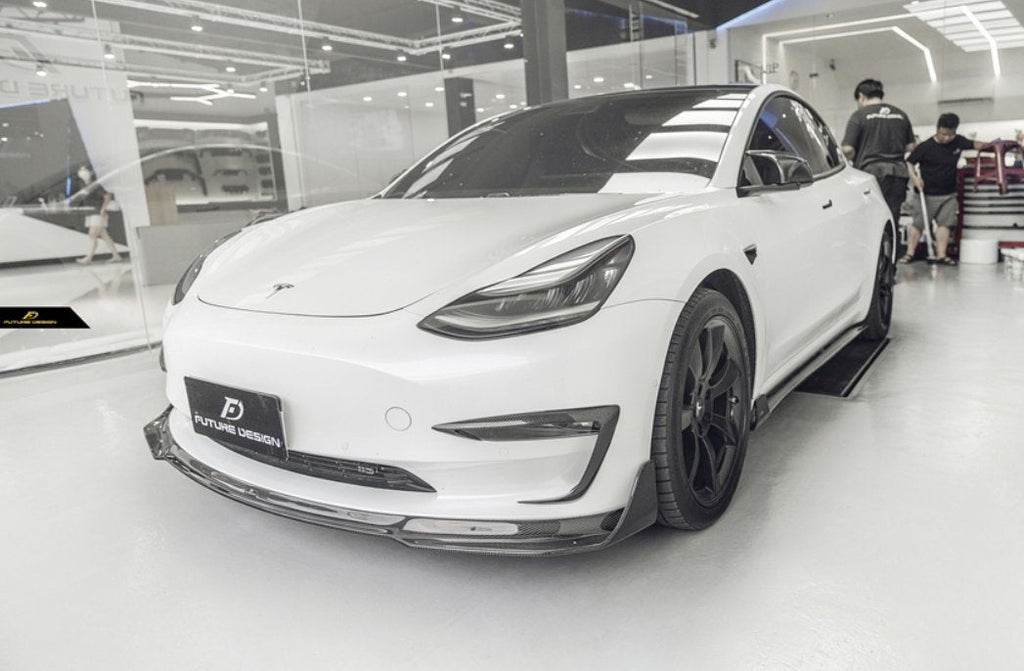FUTURE DESIGN - TESLA MODEL 3 DRY CARBON FRONT BUMPER CANARD