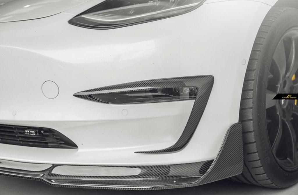 FUTURE DESIGN - TESLA MODEL 3 DRY CARBON FRONT BUMPER CANARD