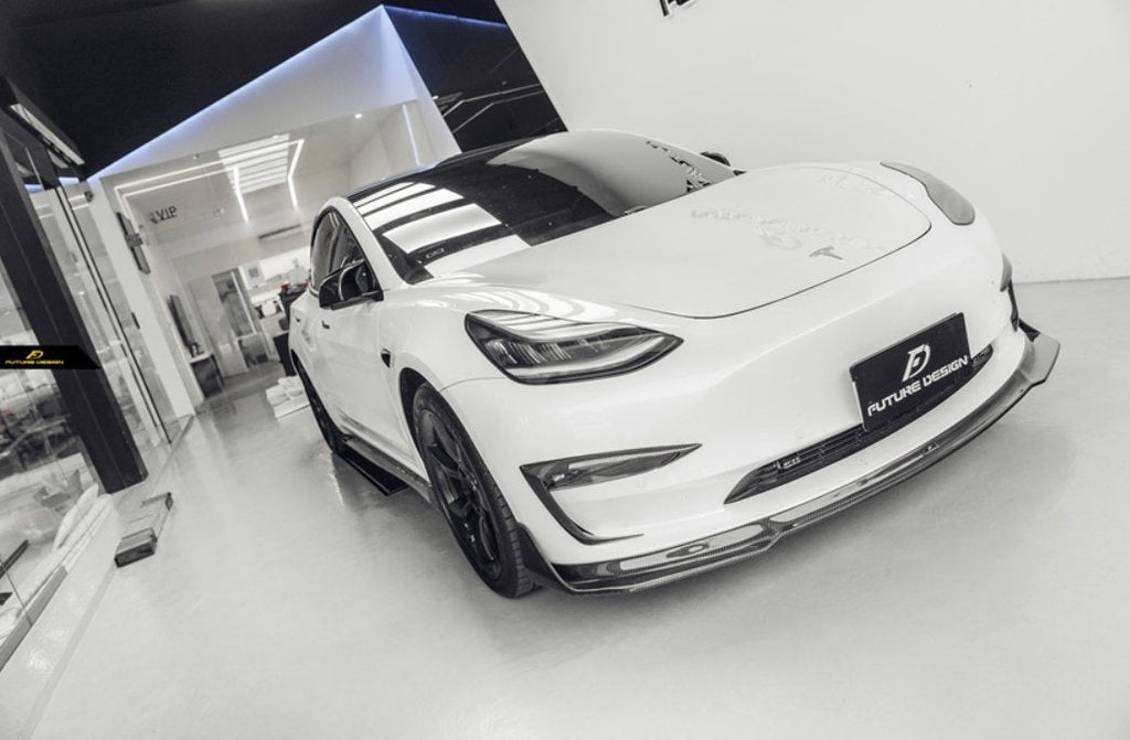 FUTURE DESIGN - TESLA MODEL 3 DRY CARBON FRONT BUMPER CANARD