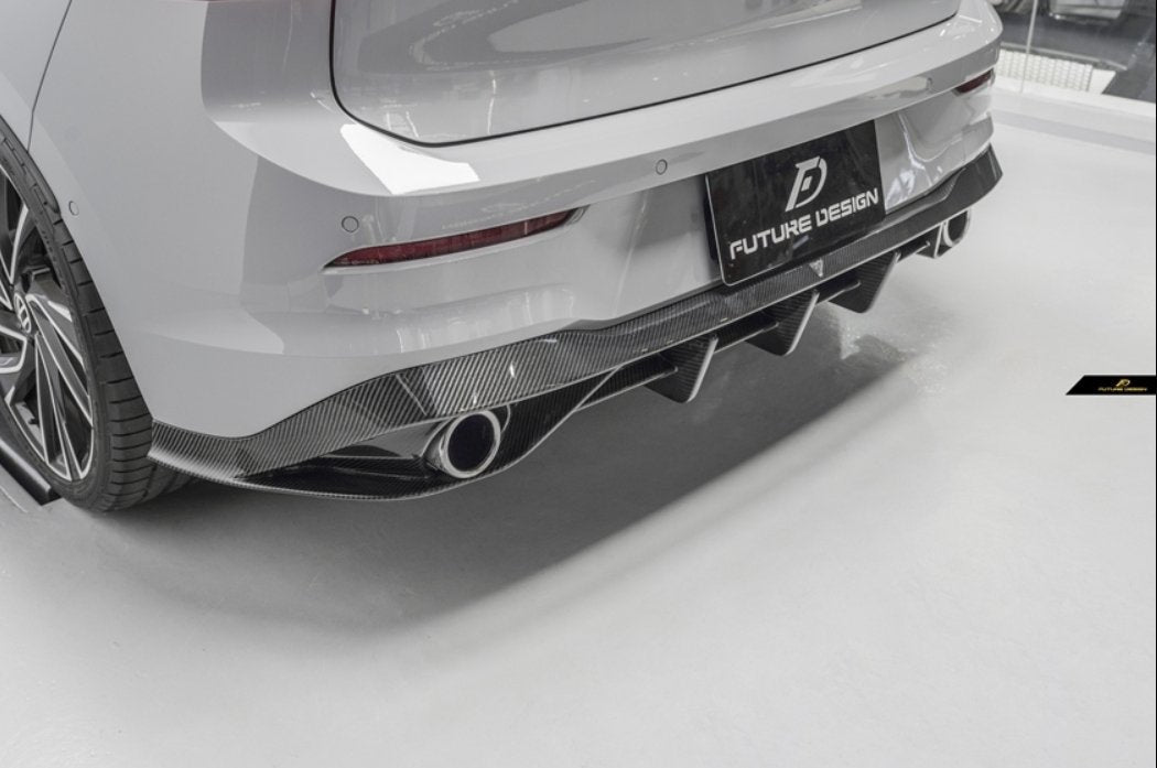 FUTURE DESIGN - VOLKSWAGEN GOLF MK8 GTI / R LINE CARBON FIBRE REAR DIFFUSER