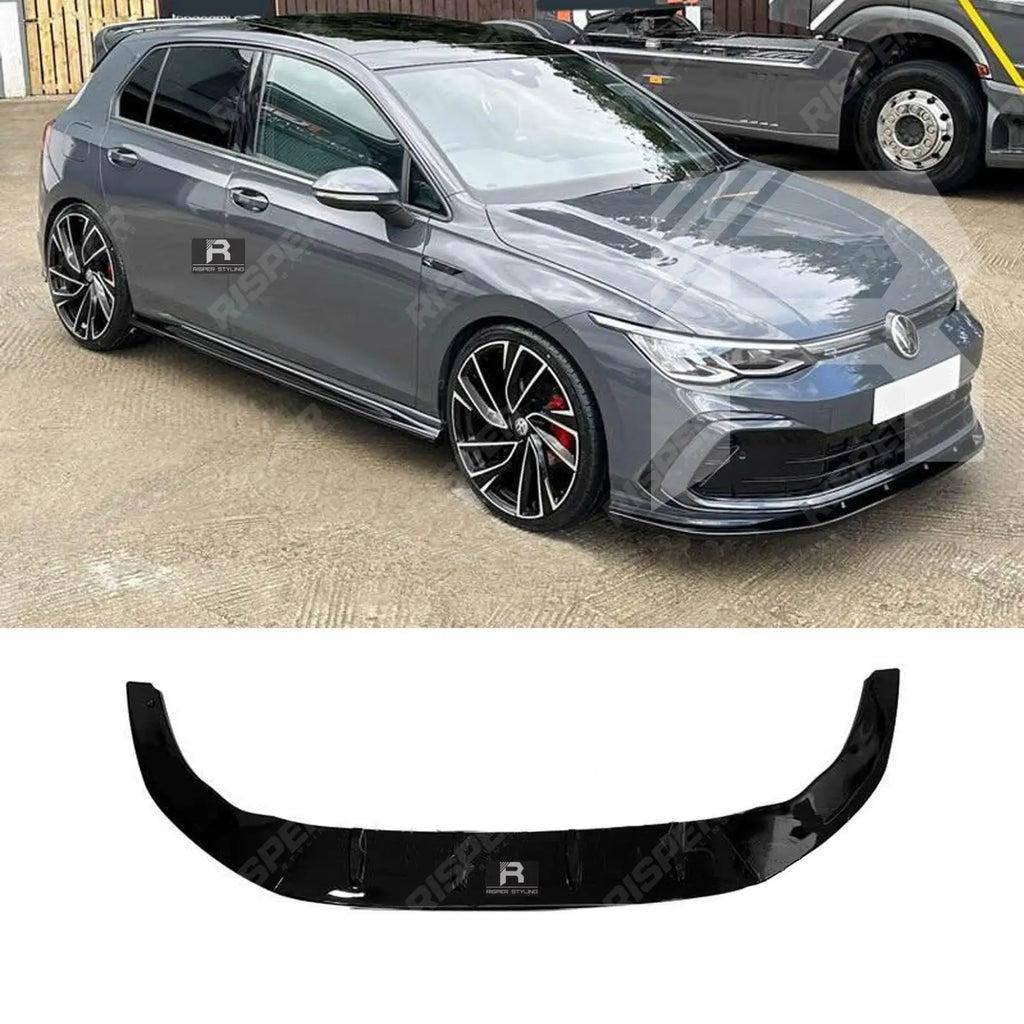 Gloss Black 3 Piece Front Splitter V1 For Volkswagen Golf MK8 GTI/GTD/R/R Line 2020+