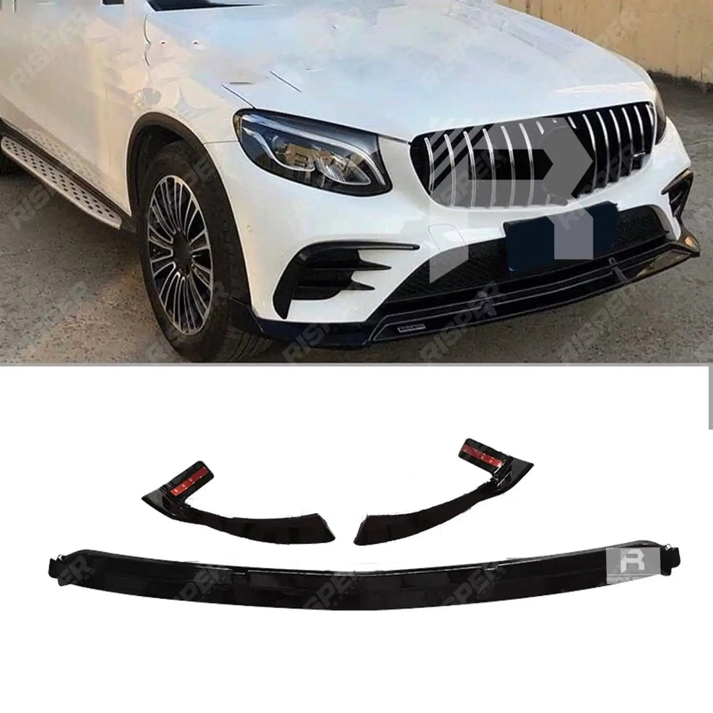 Gloss Black 'AMG Brabus Style' Front Splitter Lip For Mercedes GLC 2016-2019 - C253/X253 -