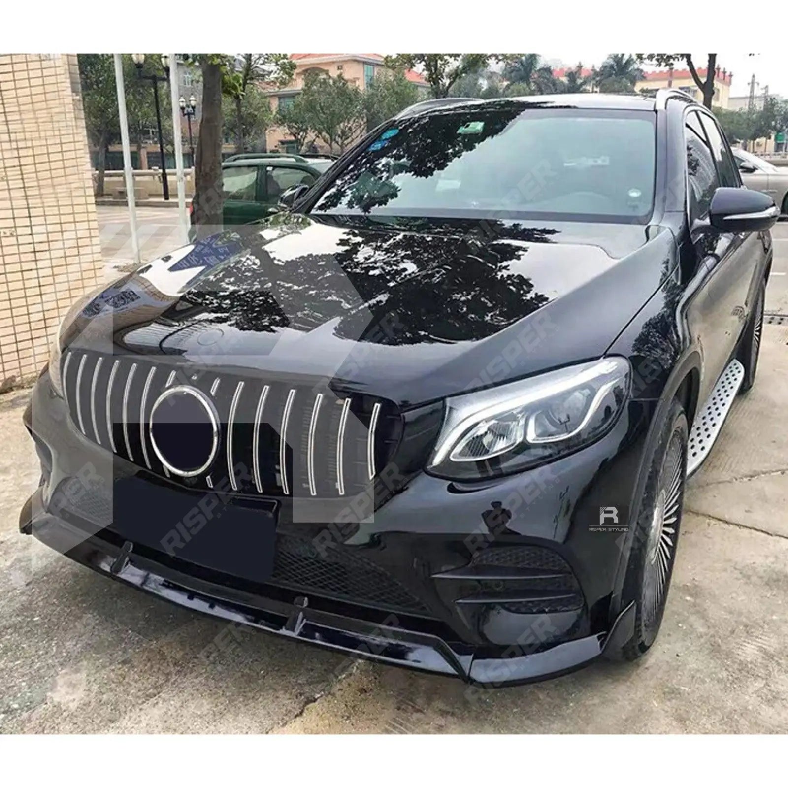 Gloss Black 'AMG Brabus Style' Front Splitter Lip For Mercedes GLC 2016-2019 - C253/X253 -
