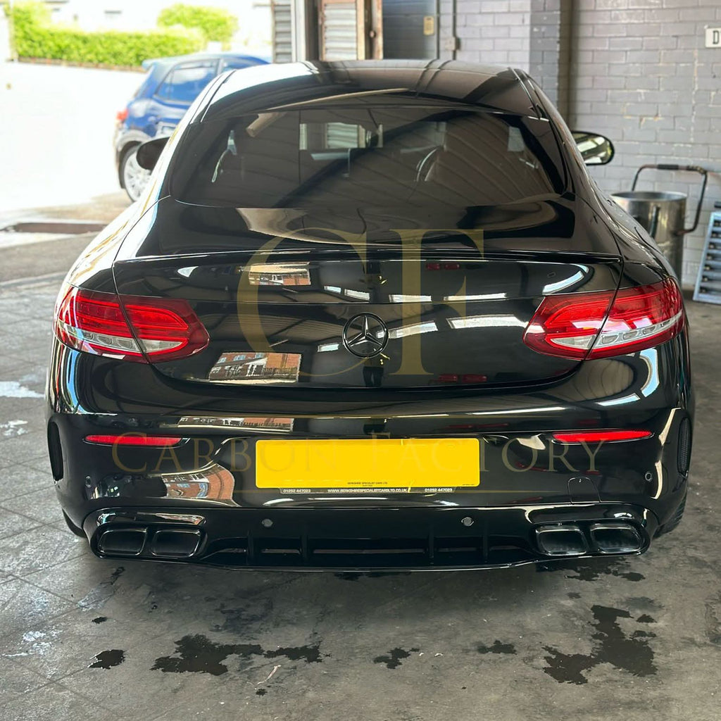 A Style Gloss Black Rear Diffuser & Exhaust Tips for Mercedes Benz W205 C Class & C63 Coupe 15-21