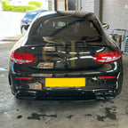 A Style Gloss Black Rear Diffuser & Exhaust Tips for Mercedes Benz W205 C Class & C63 Coupe 15-21