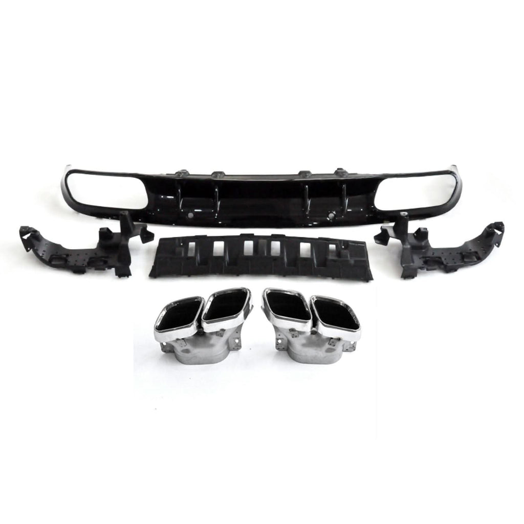 A Style Gloss Black Rear Diffuser & Exhaust Tips for Mercedes Benz W205 C Class & C63 Coupe 15-21