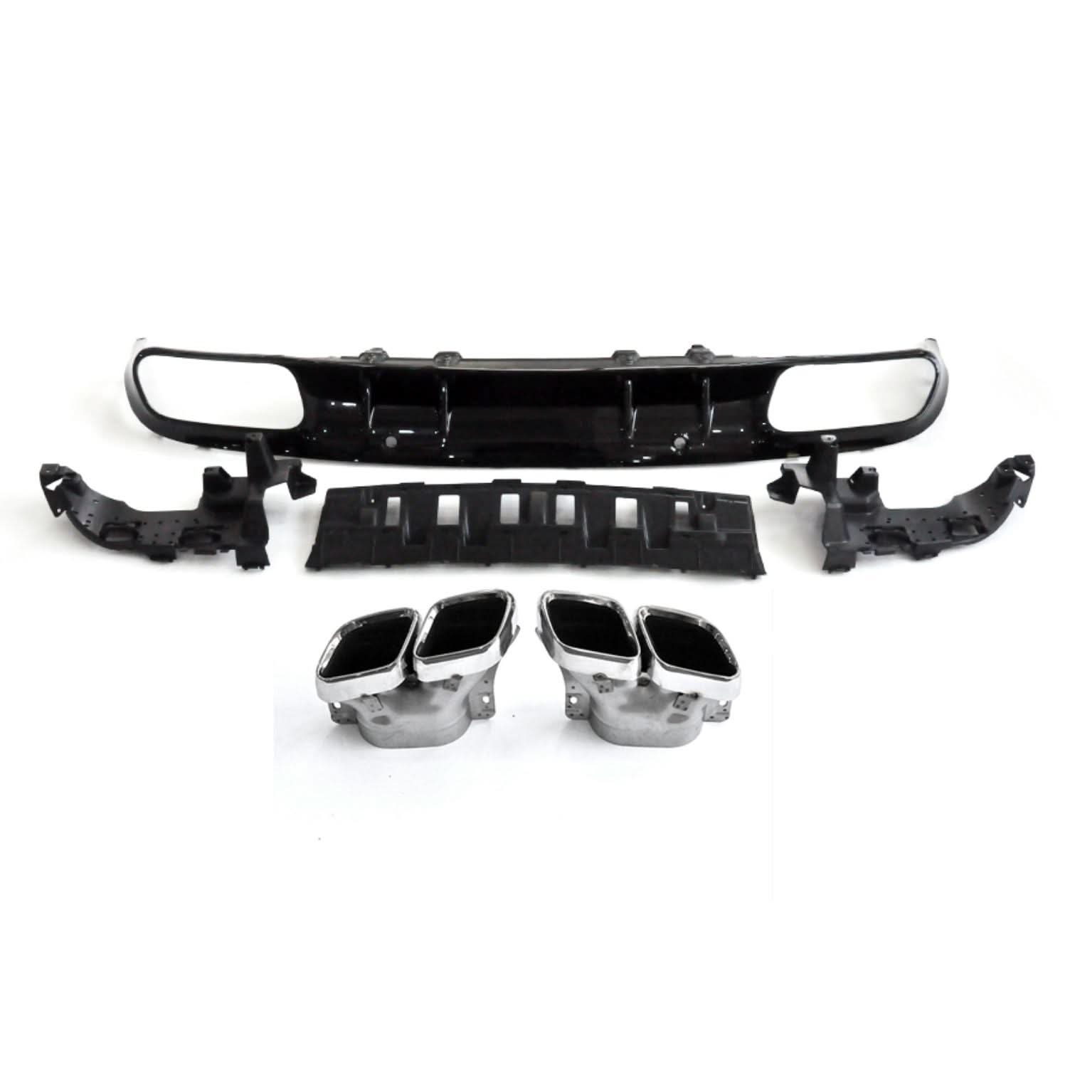 A Style Gloss Black Rear Diffuser & Exhaust Tips for Mercedes Benz W205 C Class & C63 Coupe 15-21