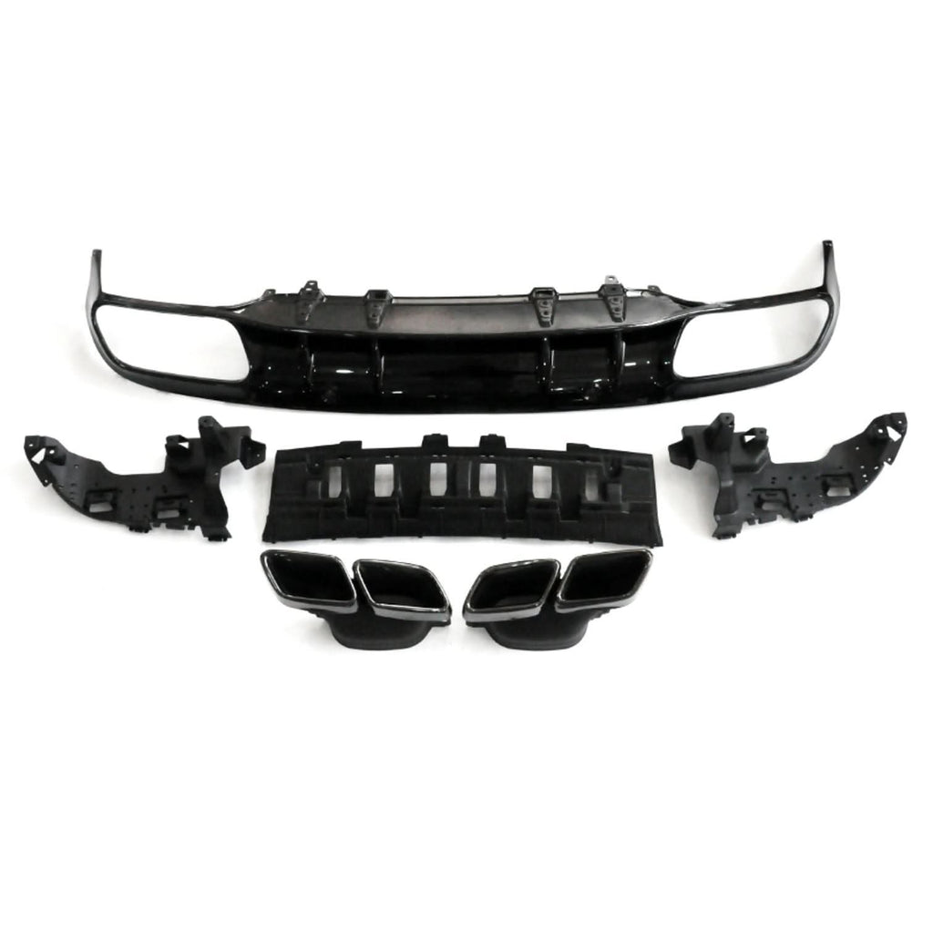 A Style Gloss Black Rear Diffuser & Exhaust Tips for Mercedes Benz W205 C Class & C63 Coupe 15-21