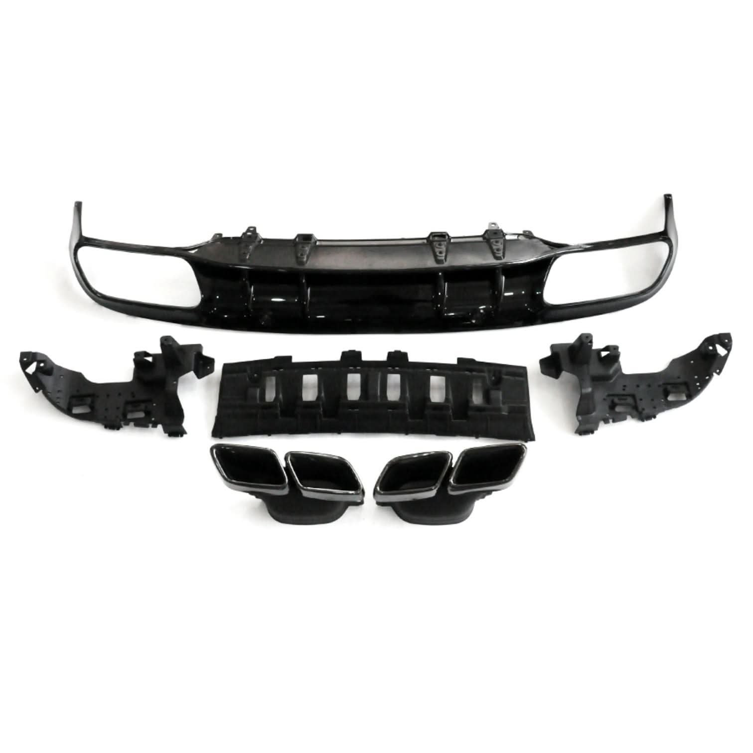 A Style Gloss Black Rear Diffuser & Exhaust Tips for Mercedes Benz W205 C Class & C63 Coupe 15-21