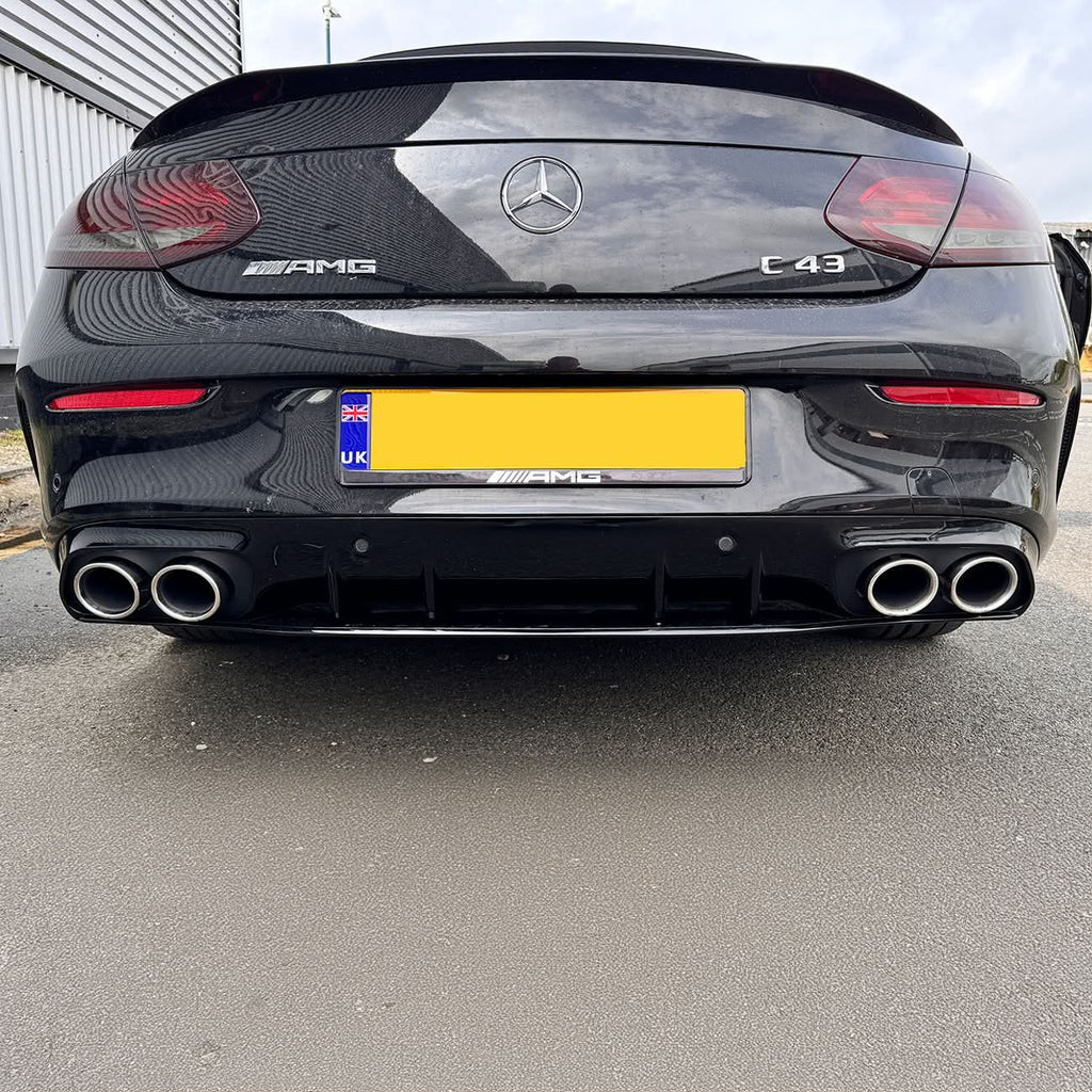 C43 Style Gloss Black Rear Diffuser & Exhaust Tips for Mercedes Benz W205 C Class & C63 Coupe 15-21