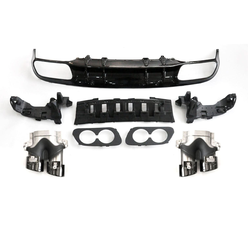 C43 Style Gloss Black Rear Diffuser & Exhaust Tips for Mercedes Benz W205 C Class & C63 Coupe 15-21