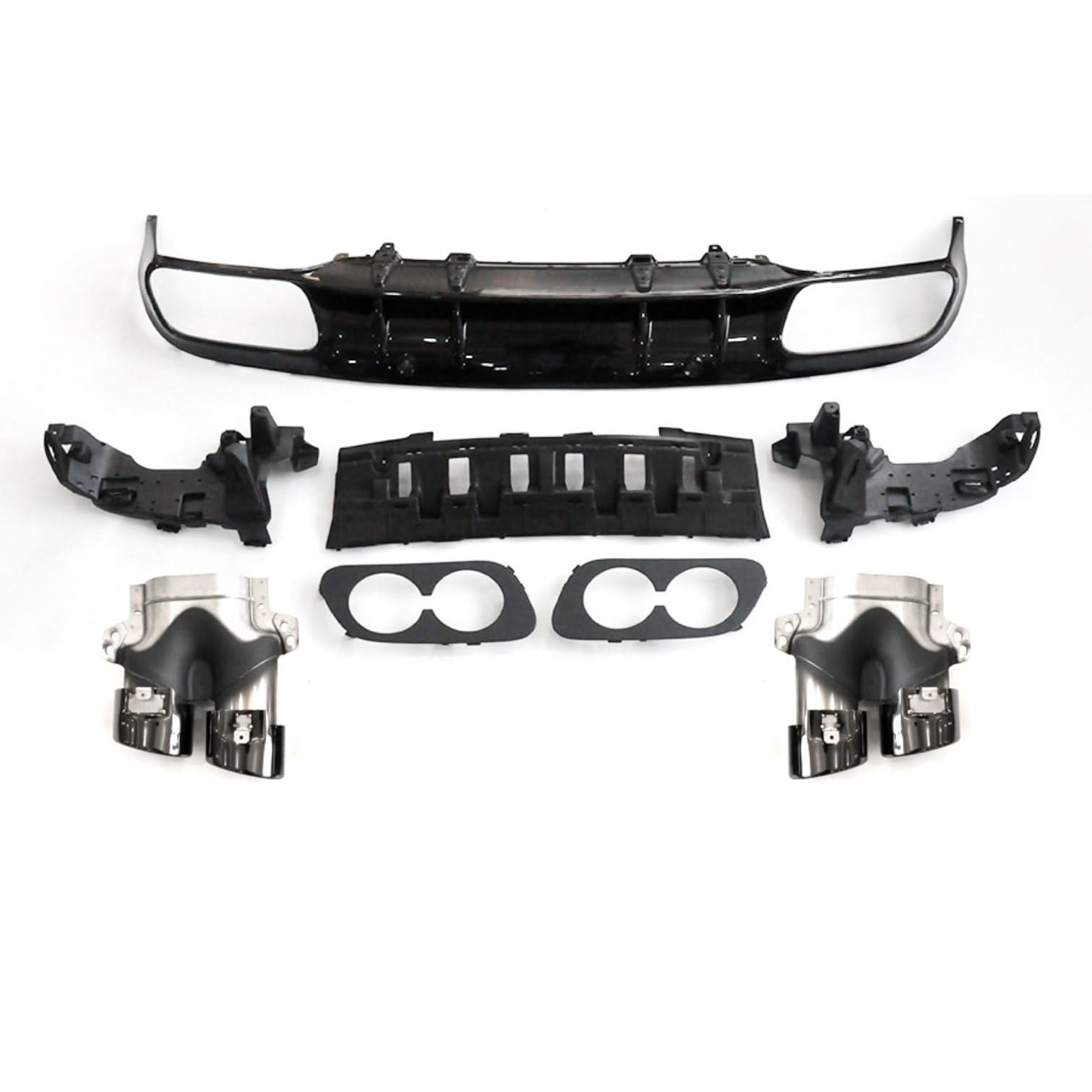 C43 Style Gloss Black Rear Diffuser & Exhaust Tips for Mercedes Benz W205 C Class & C63 Coupe 15-21