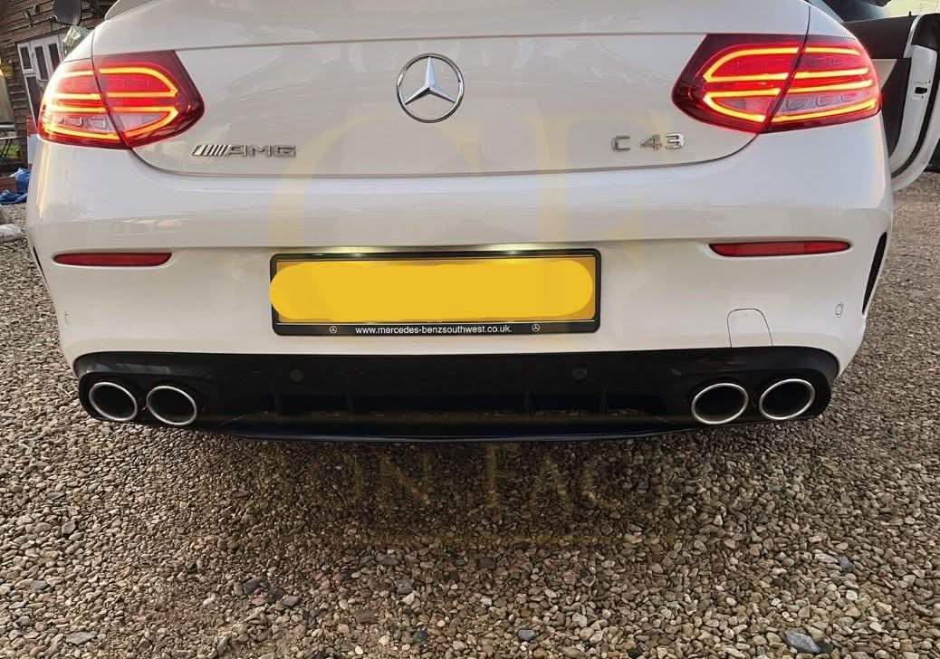 C43 Style Gloss Black Rear Diffuser & Exhaust Tips for Mercedes Benz W205 C Class & C63 Coupe 15-21