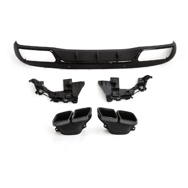 CF Style Gloss Black Rear Diffuser & Exhaust Tips for Mercedes Benz W205 C Class 15-21