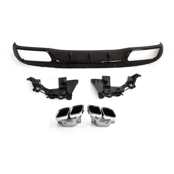 CF Style Gloss Black Rear Diffuser & Exhaust Tips for Mercedes Benz W205 C Class 15-21