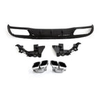 CF Style Gloss Black Rear Diffuser & Exhaust Tips for Mercedes Benz W205 C Class 15-21