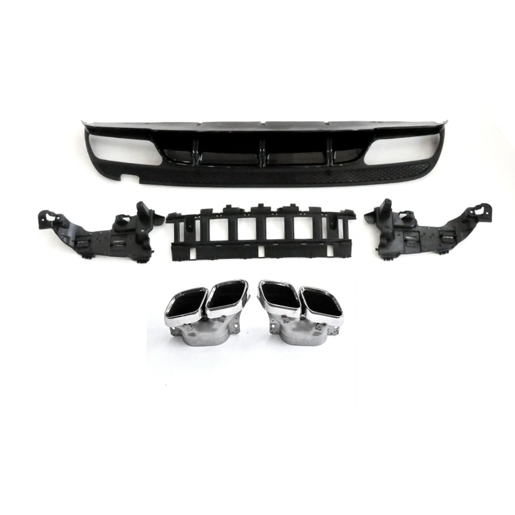 ED1 Style Gloss Black Rear Diffuser & Exhaust Tips for Mercedes Benz W205 C Class & C63 Saloon & Estate 15-21