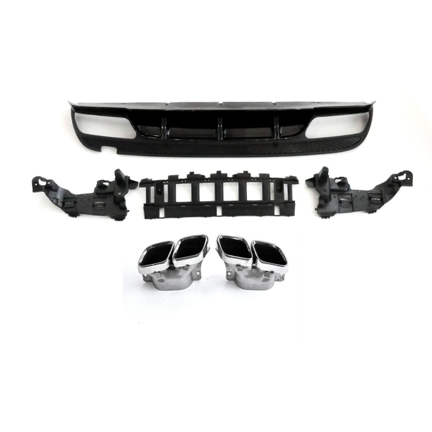 ED1 Style Gloss Black Rear Diffuser & Exhaust Tips for Mercedes Benz W205 C Class & C63 Saloon & Estate 15-21