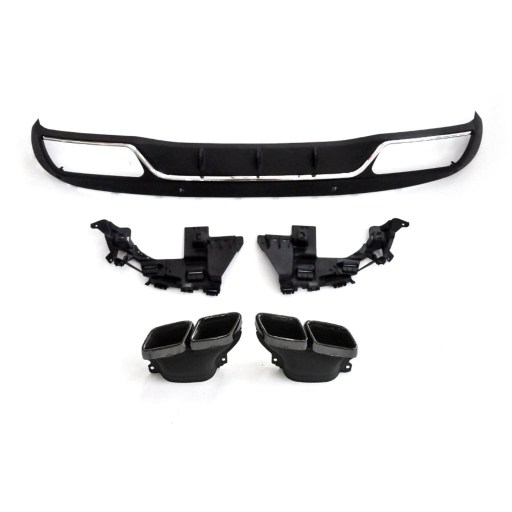 Z Style Gloss Black Rear Diffuser & Exhaust Tips for Mercedes Benz W205 C Class & C63 Saloon & Estate 15-21